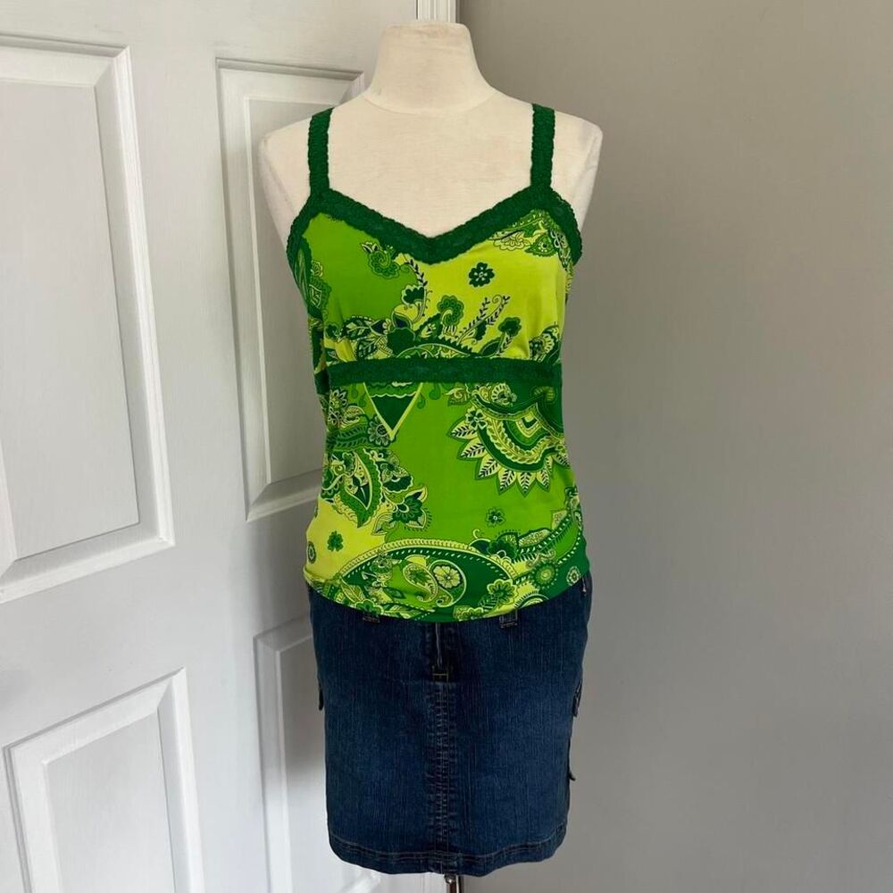 GREEN PAISLEY‎ PRINT BOB MACKIE STUDIO TANK TOP